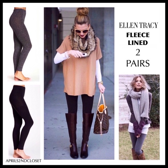 2 FLEECE LINED LEGGINGS FOOTLESS TIGHTS A2C - Picture 8 of 14